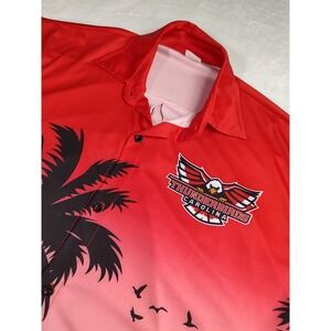 Carolina Thunderbirds Red‎ Tropical Palm Tree Button Up Shirt Adult XL